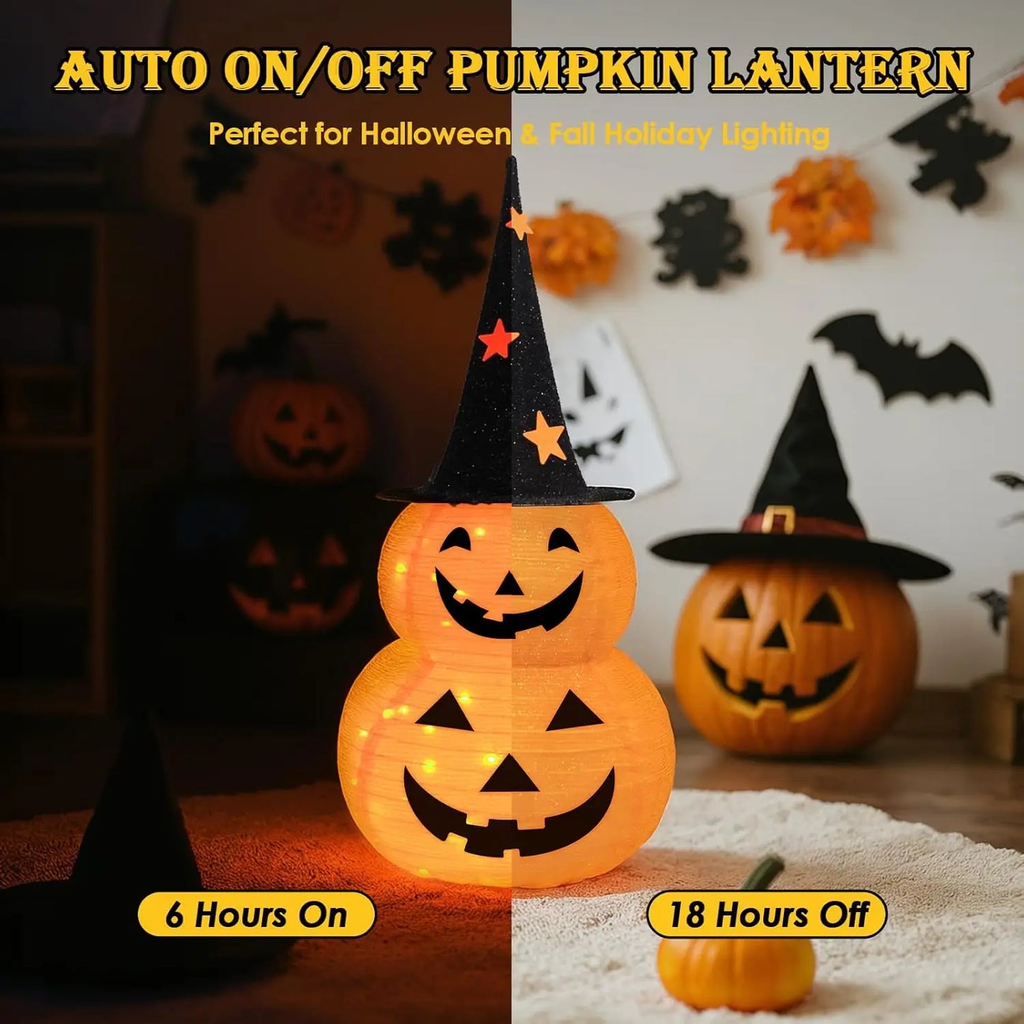 Cute Halloween Pumpkin Decorations Collapsible Jack-o-Lantern Pumpkin Lights for Indoor Outdoor Home, Party, Yard Decorations