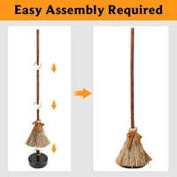 Halloween Electric Moving Witch Broom Prop Light Up Sound Animated Spooky Party Decoration Funny Haunted House Trick Toy Decor