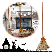 Halloween Electric Moving Witch Broom Prop Light Up Sound Animated Spooky Party Decoration Funny Haunted House Trick Toy Decor