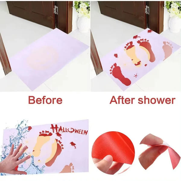 New Creative Halloween Blood Footprints Bath Mat Horror Rug Toilet Carpet Non Slip Absorbent Shower Bathroom Mat Rugs Floor Mat