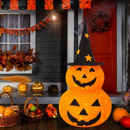 Cute Halloween Pumpkin Decorations Collapsible Jack-o-Lantern Pumpkin Lights for Indoor Outdoor Home, Party, Yard Decorations